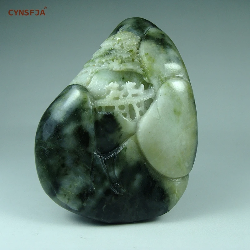 

CYNSFJA Real Rare Certified Natural Chinese Dushan Jade Landscape Lucky Success Horse Hand Piece Exquisite Hand-Carved Best Gift