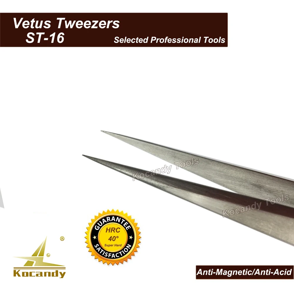 VETUS TWEEZER ST-16 Super Fine Tip High Quality Stainless Steel Super Hard Anti-magnetic and Anti-Acid Precision Tweezers