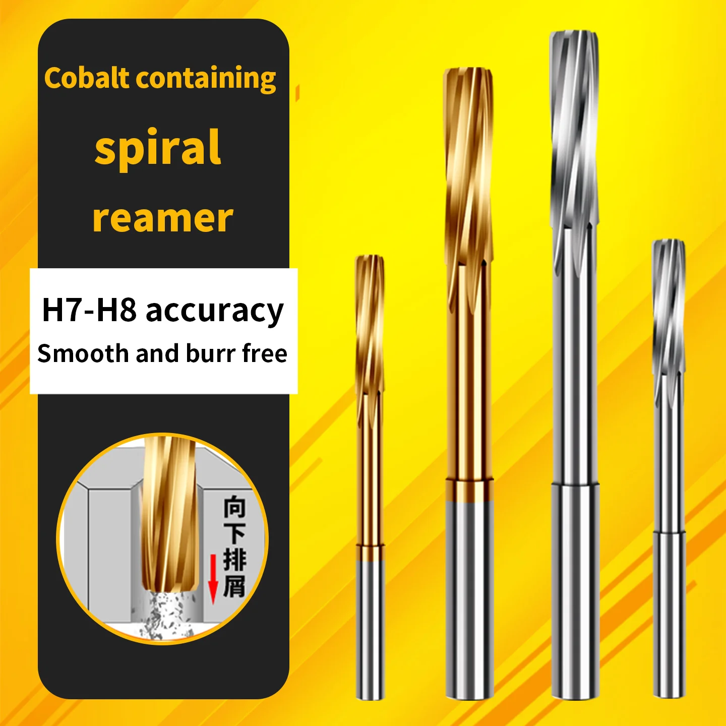 

Cobalt coated titanium stainless steel machine with straight handle spiral extended blade reamer H7H8 accuracy 3456789 10 11 16