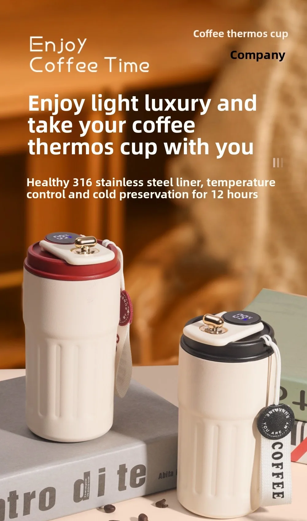 

Smart Coffee Master Cup, Intelligent Temperature Display Thermos Cup, Minimalist, Classic, Men's and Women's Styles