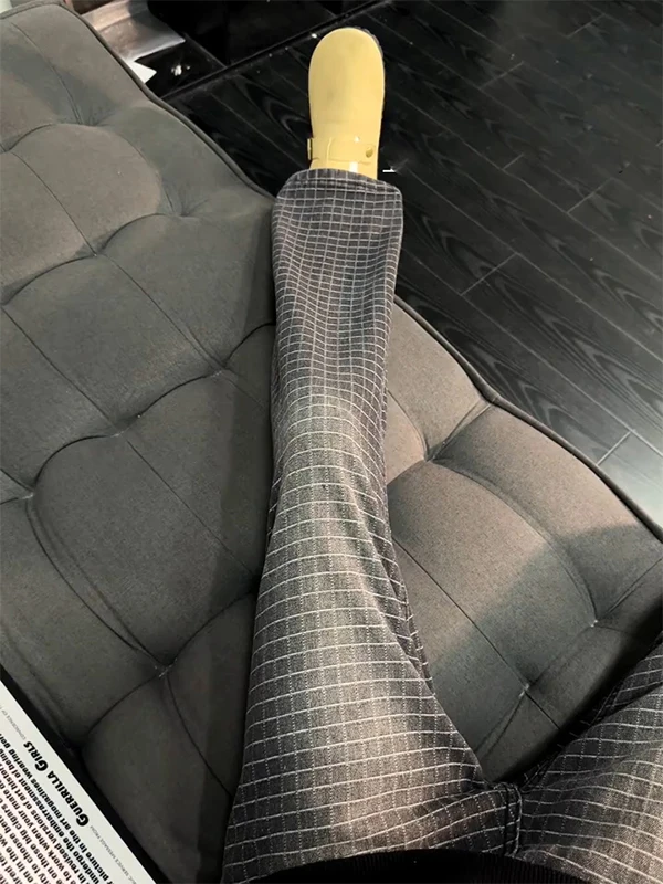 

Мужские джинсы в стиле ретро с вышивкой в клетку, расклешенные, прямые, с эффектом стройности, в стиле High Street