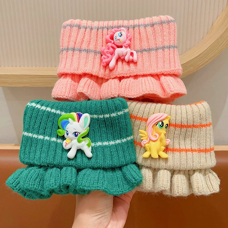 

Miniso, осенне-зимний детский шарф для девочек, комплект с лилией и шеей для маленьких пони, вязаный толстый, приятный для кожи, теплый шарф для мальчиков и девочек