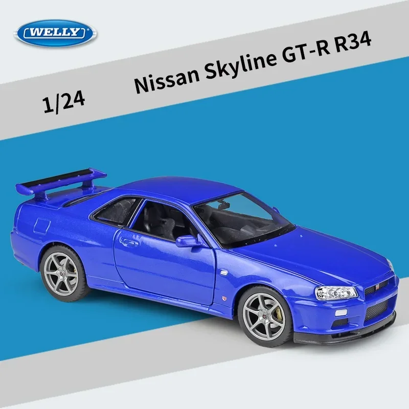 

Welly 1:24 Nissan Skyline GTR R34 Alloy Sports Car Model Simulation Diecast Metal Toy Racing Collection Childrens Delicate Gift