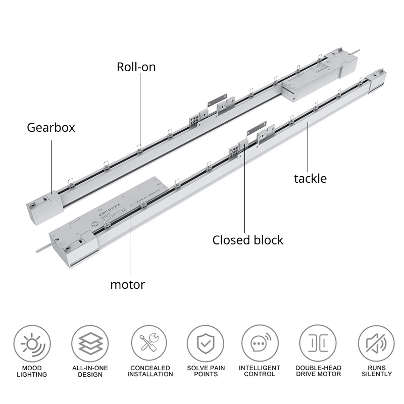 Curtains For Living Room Motorized Smart Automated Curtain With LED