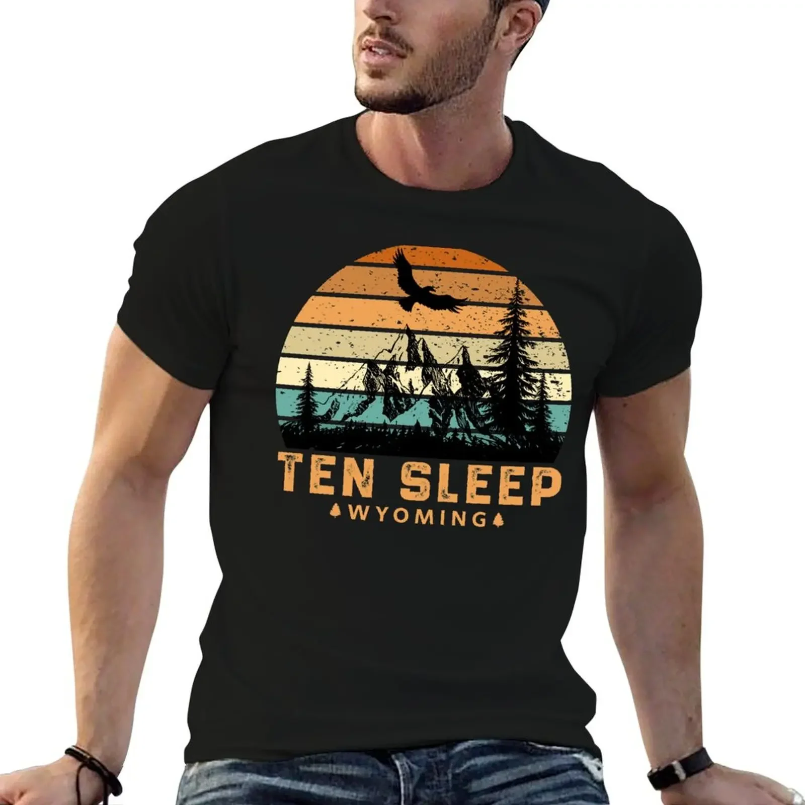 

Ten Sleep Wyoming Mountain View T-Shirt anime figures plus size tops graphic tee shirt Men's t shirts