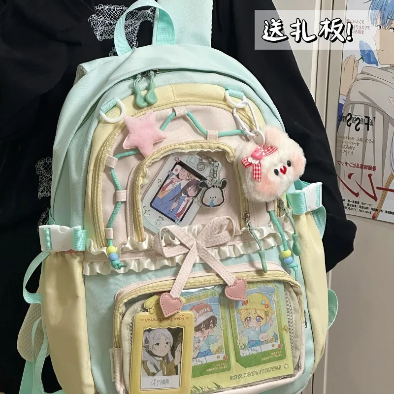 New Heart Shaped Knot Anime Ita Backpack Cute Girl Transparent Two-dimensional Knapsack High Capacity Otaku DIY Display Rucksack