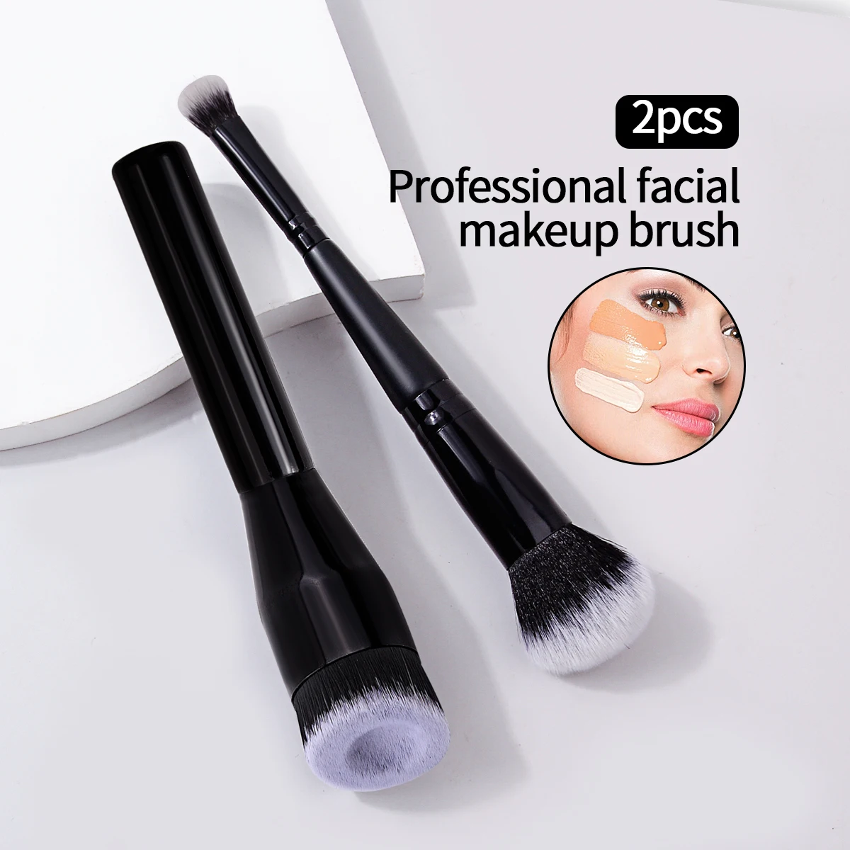 2PCS Concave dot Foundation Brush, double-head foundation and concealer two-in-one makeup brush, a multi-functional beauty tool
