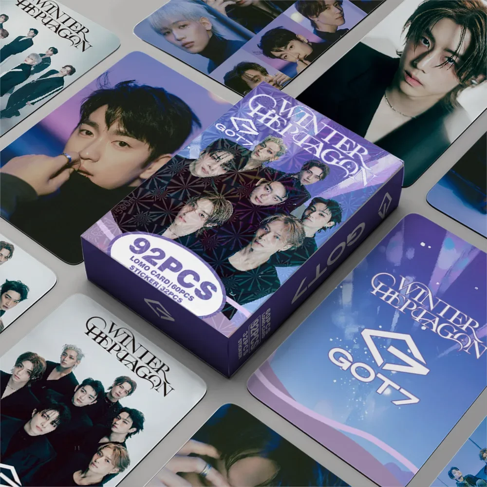 92 шт./компл. GOT7 новый альбом WINTERHEPTAGON Lomo карты Jackson Jay B JinYoung Mark HD печатные фотокарточки наклейки для фанатов коллекция подарок