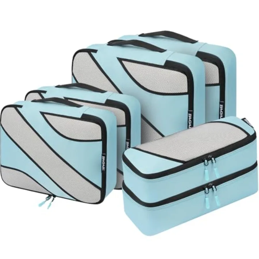 

6 Set Packing Cubes Travel Luggage Packing Organizers Lightweight Polyester Transparent Clear with Zipper Compact Storage for C