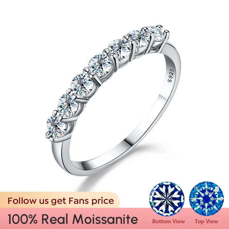 Real Shiny Moissanite Ring 925 Sterling Silver Diamond Eternity Band Engagement Wedding Rings for Women Luxury Quality Jewelry