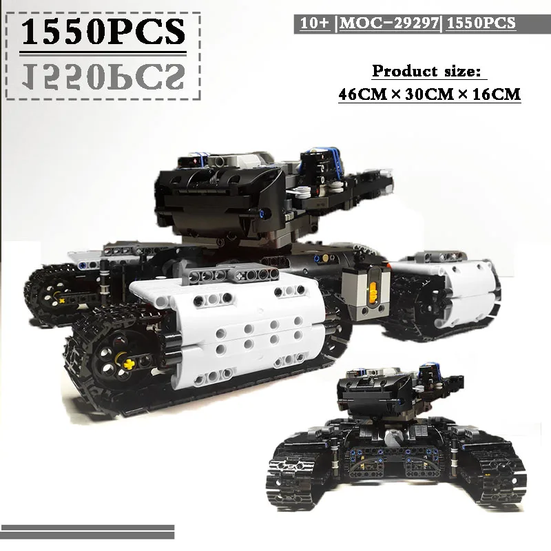 MOC-29297 Removable Crawler Ipin Tank Can Fire Bullets for Children Educational Toys Boy Gift Birthday Gift Christmas GiftS