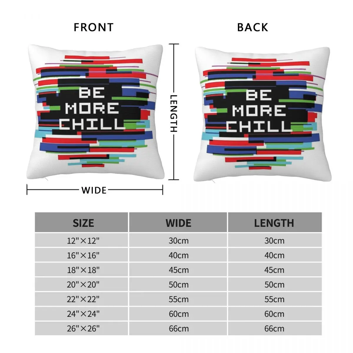 Be More Chill Square Pillowcase Pillow Cover Polyester Cushion Zip Decorative Comfort Throw Pillow for Home Bedroom