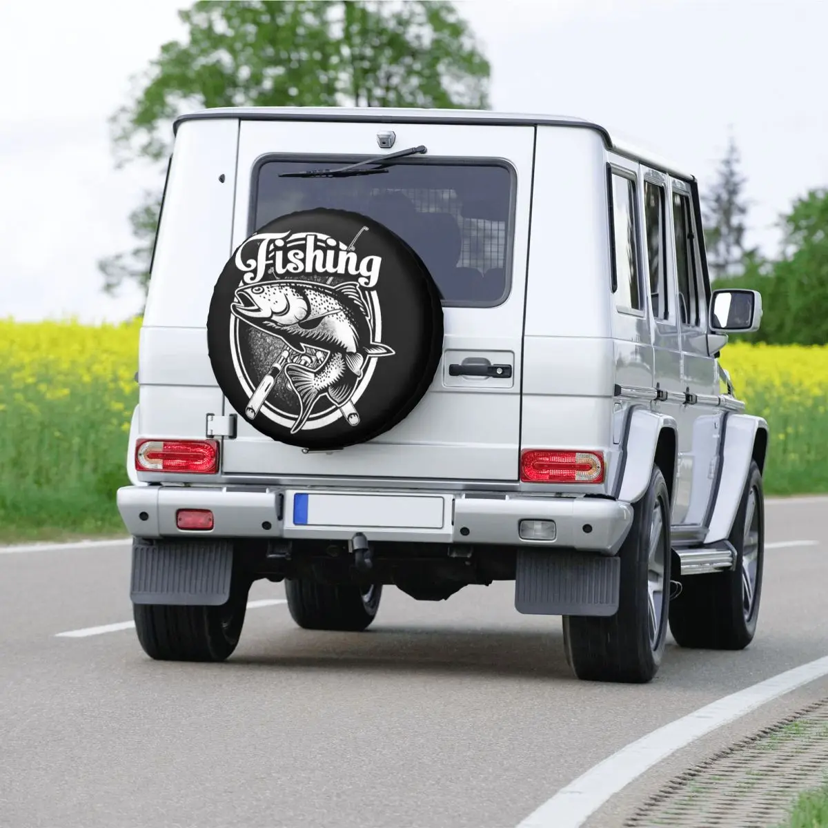 Custom Fish Just One More Cast I Promise Spare Wheel Cover for Jeep Pajero 4WD RV Fishing Addiction Fisher Tire Protector