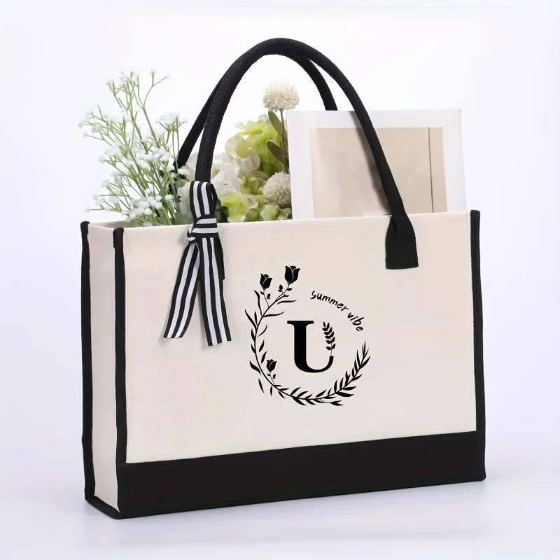 

Personalized alphabet printed men's shoulder bag, large durable daily household bag travel shoulder bag