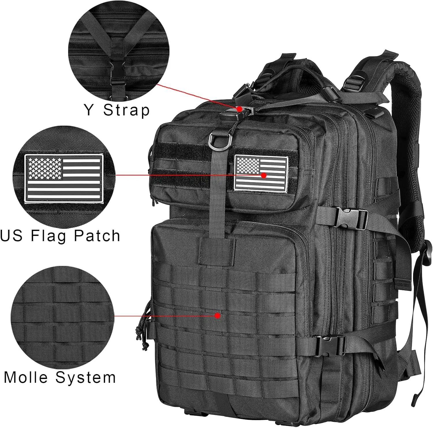 Military Tactical Backpack - Large Army 3 Day Assault Pack Molle Bag Rucksack,40L