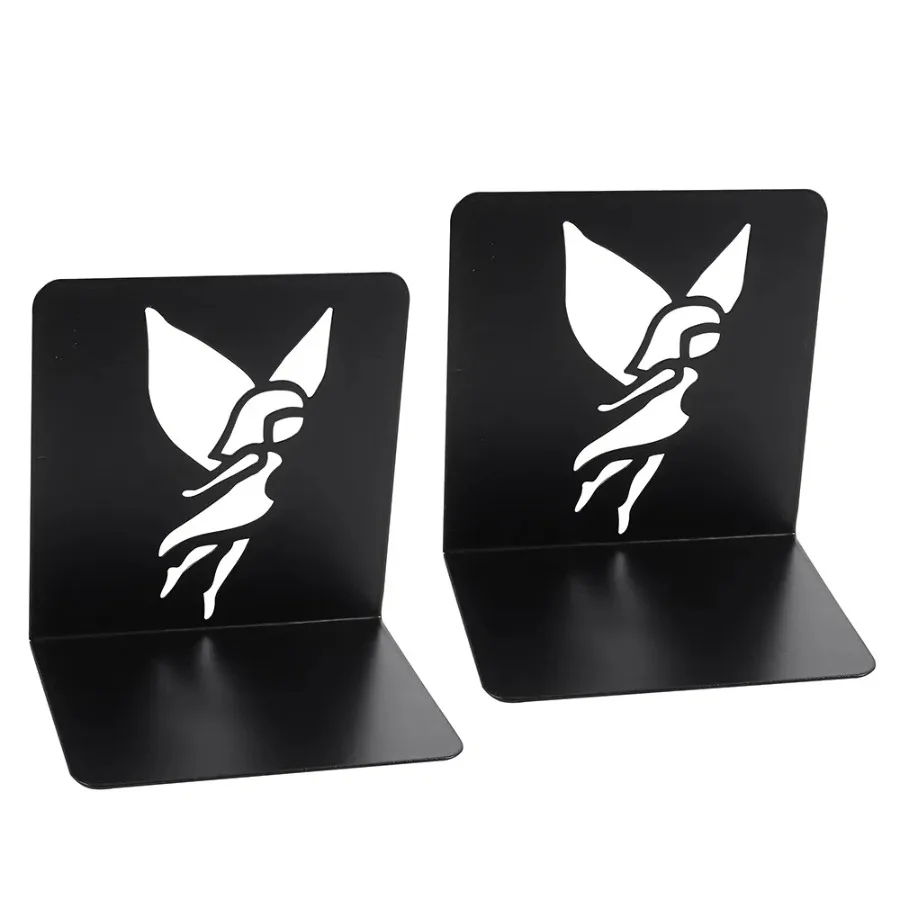 

1 Pair Of Angel Pattern Book Ends For Shelves Non-Skid Bookend Metal Book End For Books Movies CDs Video Games