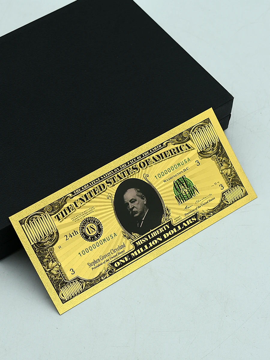 

Grover Cleveland 24th US President Collection Plastic Card Gold Foil Banknotes One Million Dollars Holiday Fan Gifts