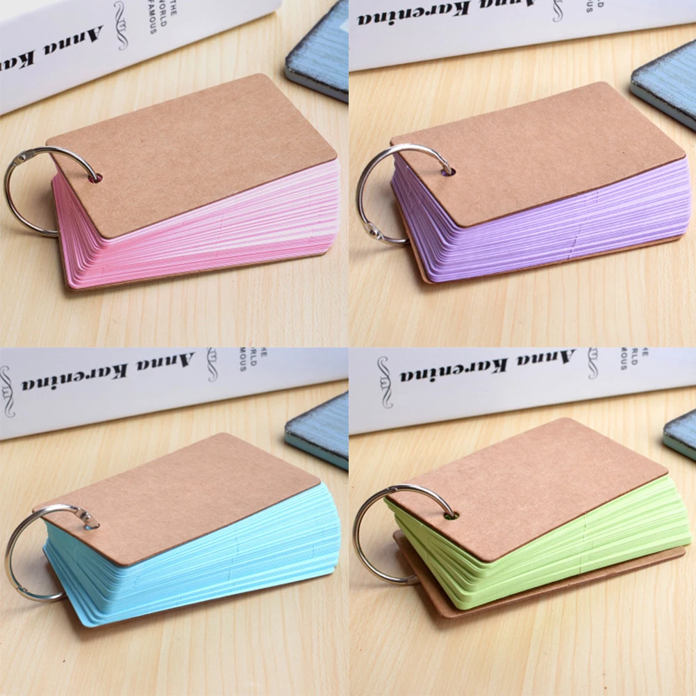 

6pcs Kraft Paper Binder Ring Easy Flash Cards Memo Pads for School Office Staionery Supplies