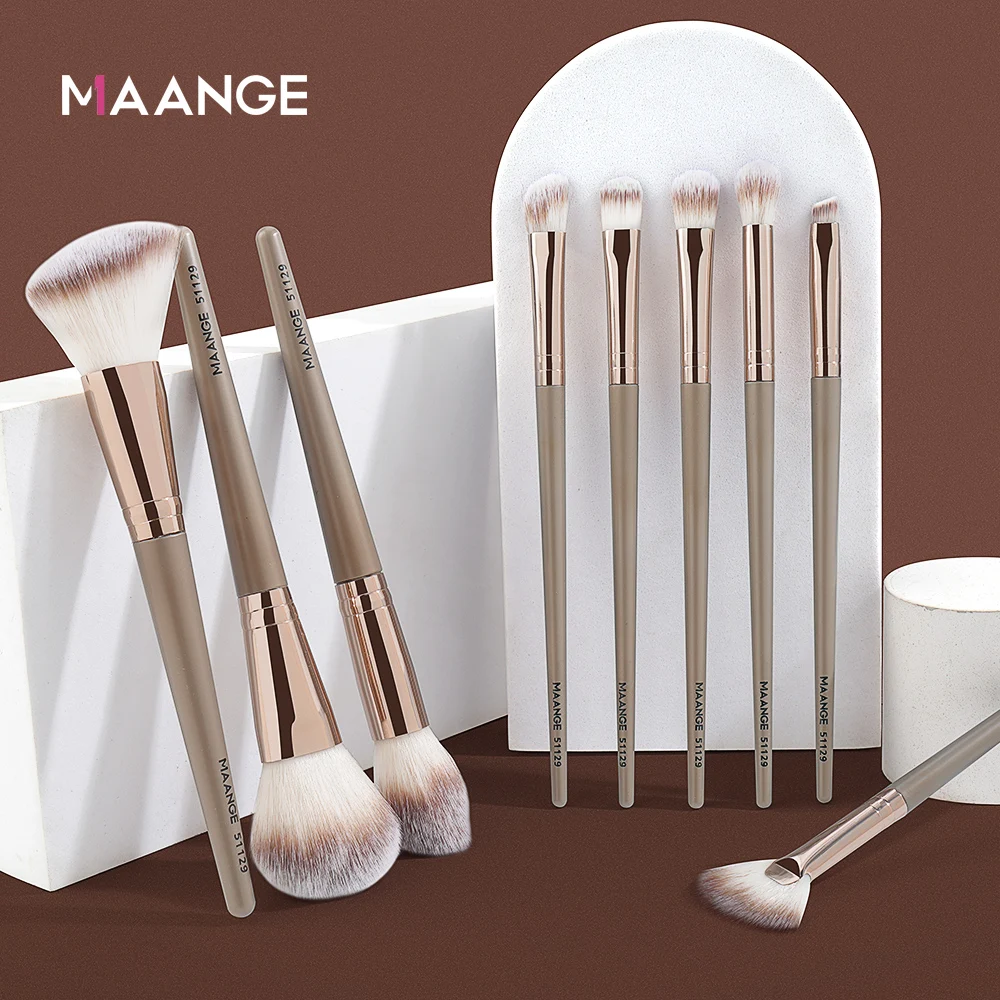 MAANGE 9Pcs Make Up Brush Set Blush On Brush Powder Makeup Brushes Gift for Mother Day and Wife, Beginner-Friendly Beauty Tool