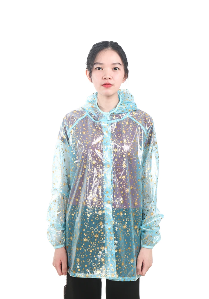 Biker Hooded Tpu Trench Waterproof Raincoat See Through Male Female Windproof Sparkling Design