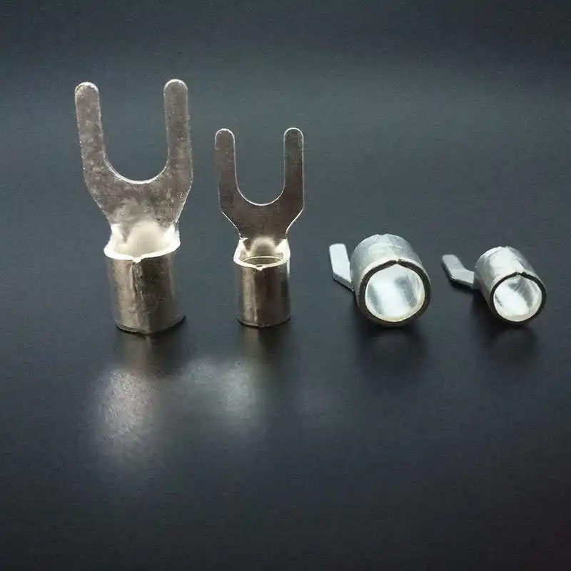 00PCS UT-1,5 2,5 Nicht Isolierte Ring Gabel U-Typ Terminal Verzinnt Kupfer Terminals Sortiment Kit Kabel draht Stecker Crimp