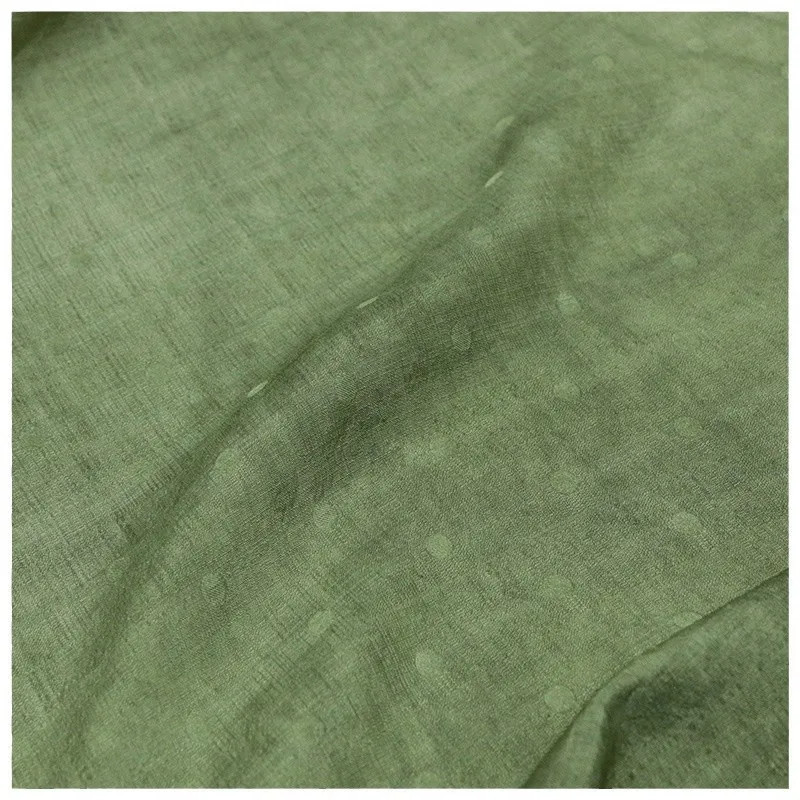 Natural silk tussah polka dot jacquard dirty dyeing art stir-fried color fabric nostalgic clothing designer