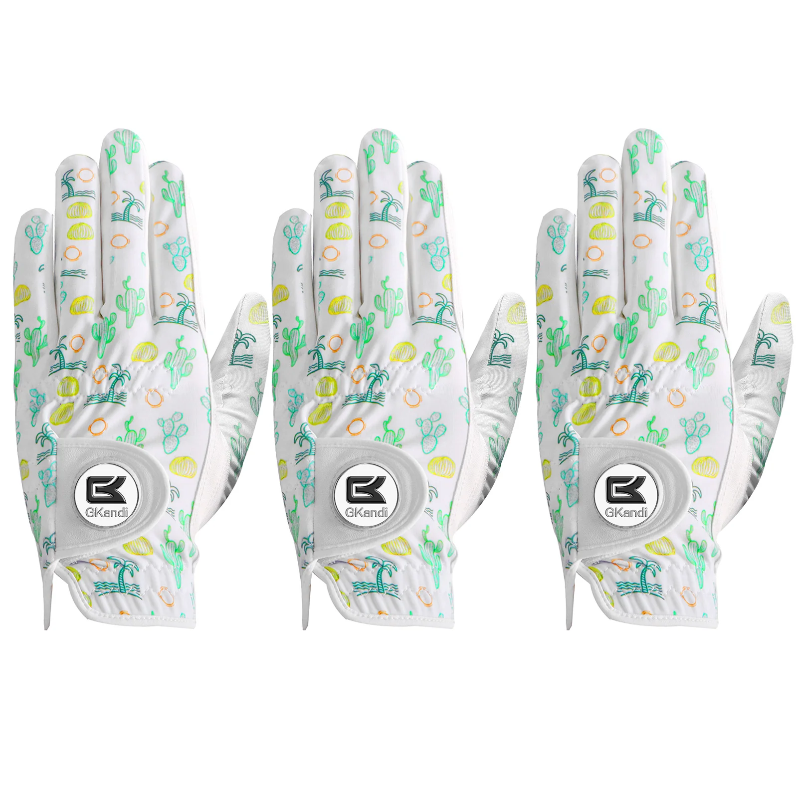 

Мужские перчатки для гольфа для левой руки для гольфиста для правой руки, упаковка 3/6 шт., цветные перчатки с принтом и мягким маркером для мяча, устойчивая к атмосферным захватом