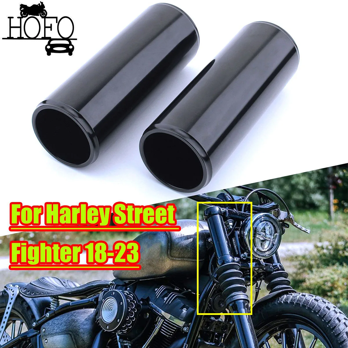 2 Pcs/Set Motorcycle Front Fork Cover Boot Slider Upper Shock Absorber Cover For Harley Street Bob 2018-2023 ﻿