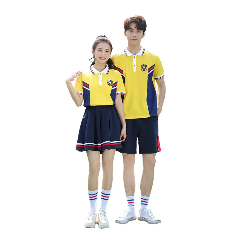 C099 Junior High School Students Uniforms College Style Summer Sports Meeting Graduation Short Sleeves and Long Pants