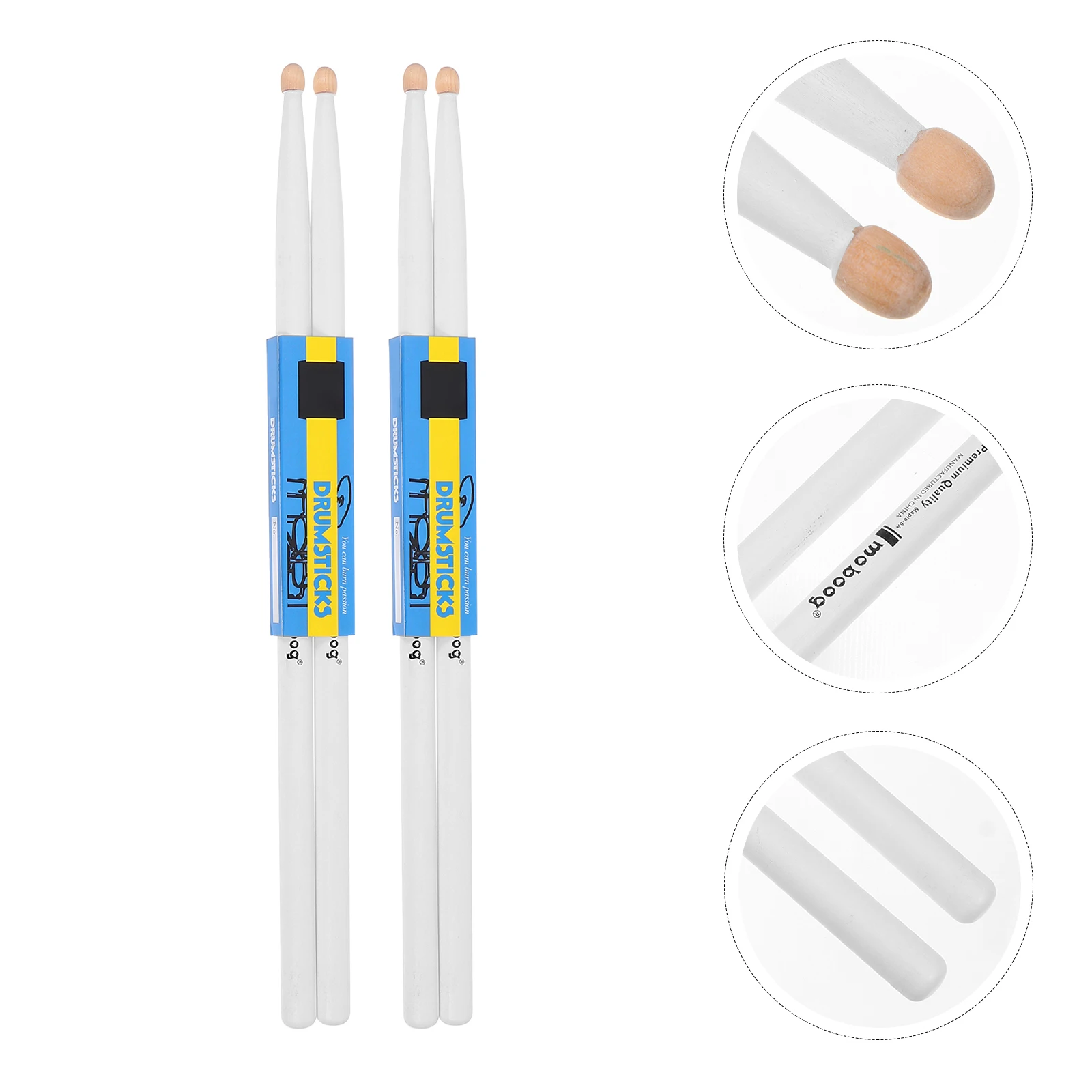 

2 Pairs Maple Sticks Wide Range of Applications Drumsticks Hit Wood Bulk Introductory Percussion