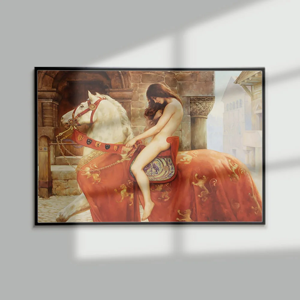 

Lady Godiva Canvas Painting Vintage Print Art Poster John Collier Wall Stickers Living Room Home Decor