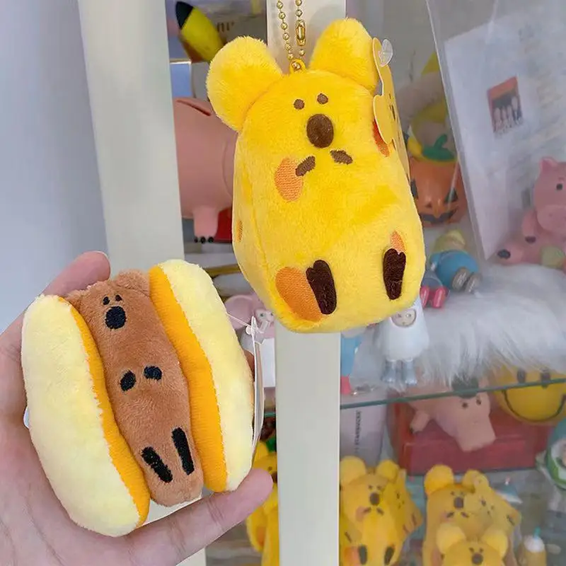 Cute Plush Koala Keychain, Boneca Koala Recheada, Cheese Hot Dog Keyring, Pingente de mochila, Presente de casal