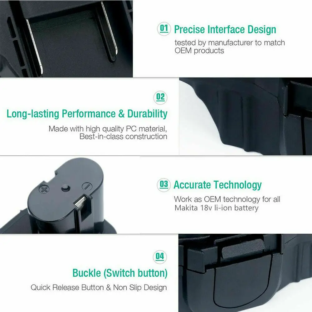 Replacement Battery Adapter Convert Makita BL1830 BL1850 BL1860 BL1840 18-Volt Li-ion Battery to Makita 18V Ni-Cd/Ni-Mh Battery