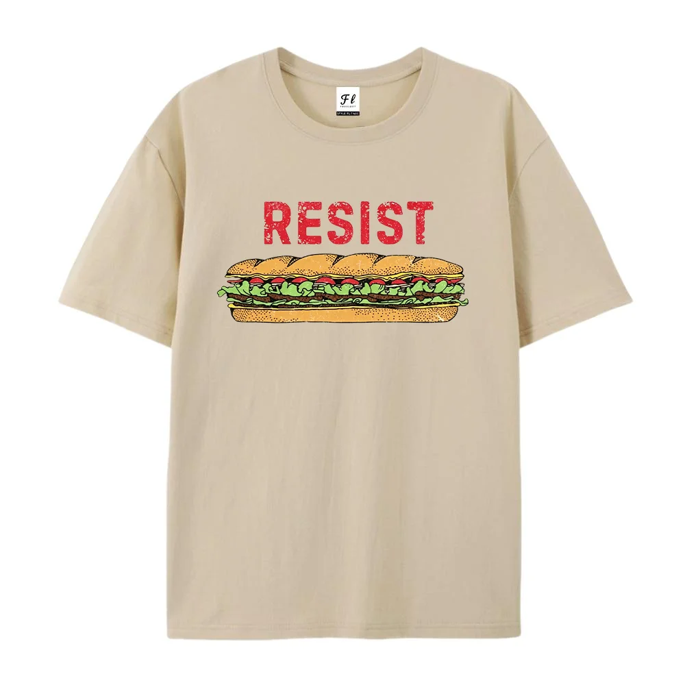 Women  T Shirt Resist Sandwich Graphic Tees Short Sleeve Summer Cotton Casual Loose Food Lover Vintage Tops Streetwear Clothing