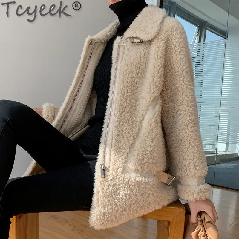 Tcyeek 100% Wool Jacket Grain Sheep Shearling Coats Winter Coat Women Fur Jackets Woman Clothes New in Outerwear Abrigos Mujer