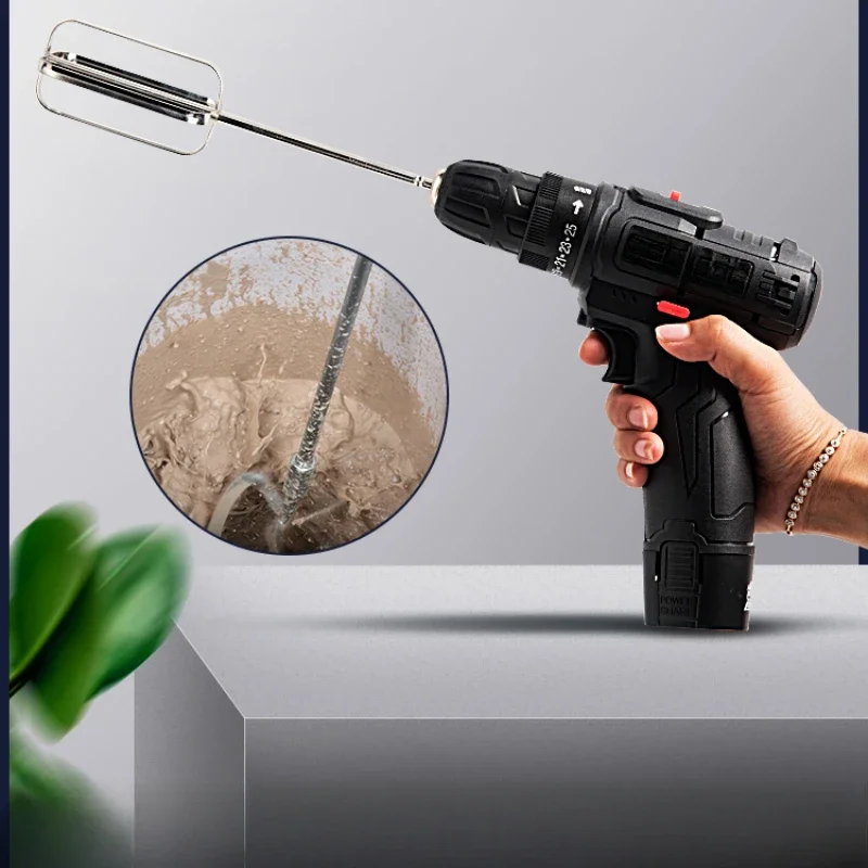 Ceramic wireless lithium battery drill high torque dual battery handheld mixer