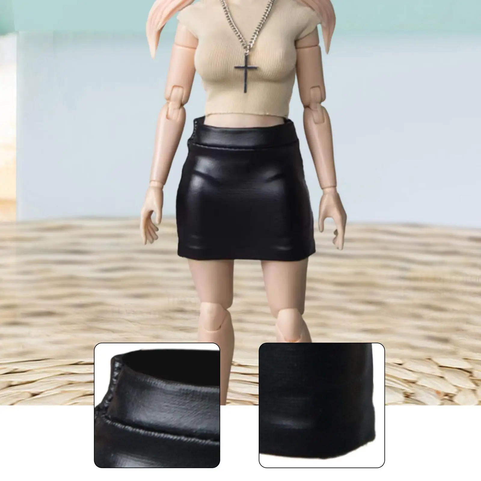 Miniature Clothing 1/12 Scale Faux Leather Skirt Figure Body Accessories for Female 6 Inch Action Figures