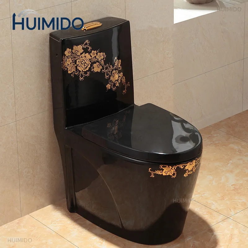 Color retro super swirl toilet European gold toilet ceramic water-saving deodorant black toilet