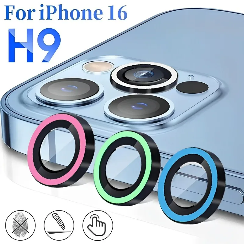 For Apple IPhone 16 Camera Lens Protector Metal Tempered Glass Camera Cover for IPhone16 Series HD Anti-scratch Protective Films