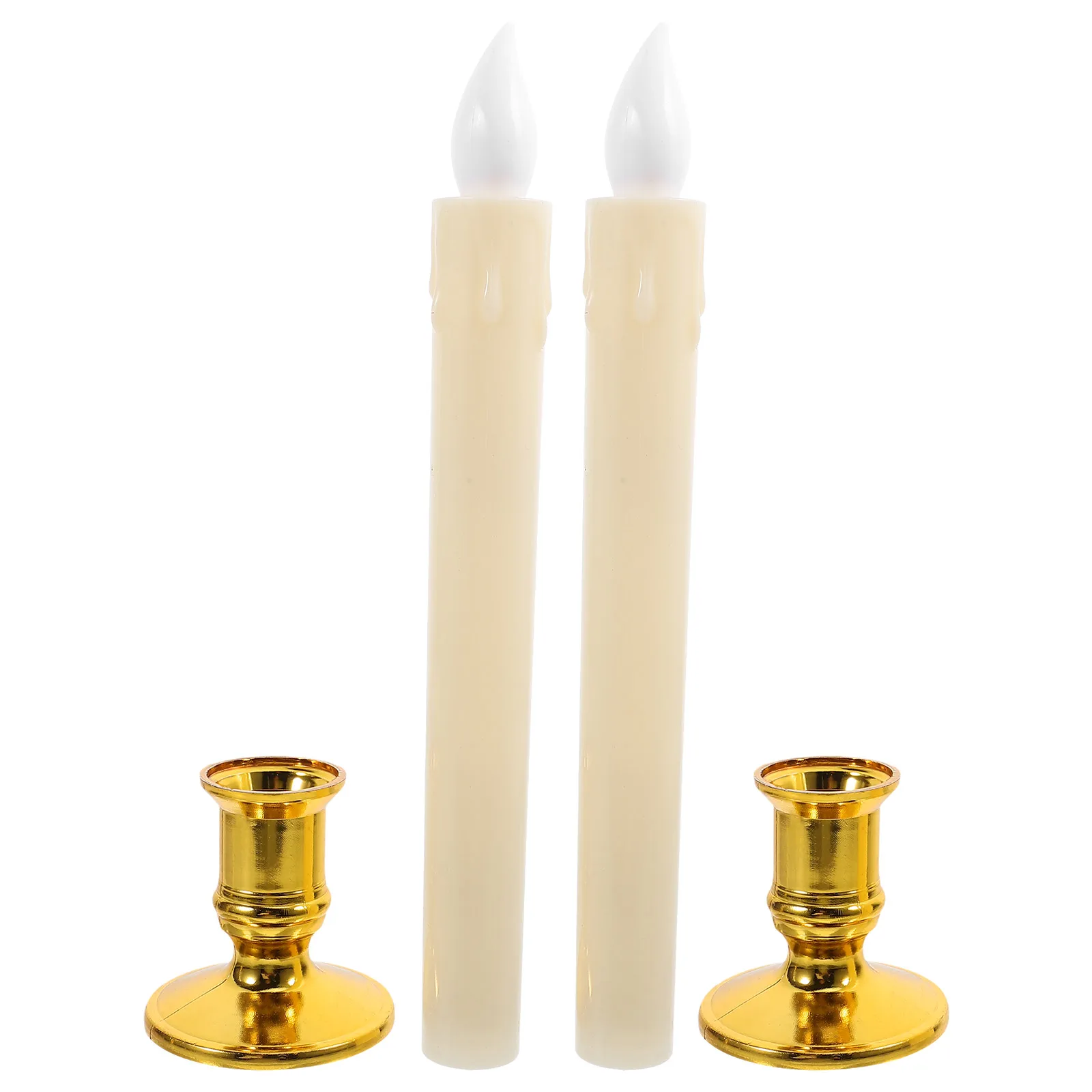 

4pcs LED Electronic Candles Realistic Flickering Flame Operated Decorative Taper Lights Party Home Reusable