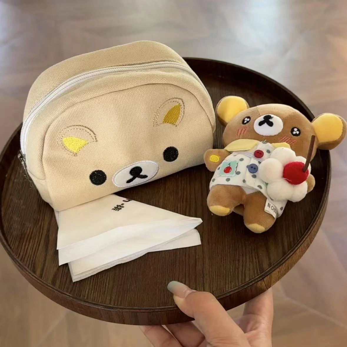 Rilakkuma الكرتون حقيبة مستحضرات تجميل أنيمي محفظة عملة محفظة أحمر الشفاه مفتاح حقيبة التخزين العناصر الحقيبة حاملي بطاقات هدايا عيد ميلاد لصديق