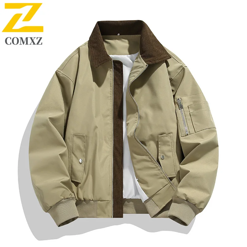 

Vintage Corduroy Lapel Baseball Jacket Men's Unisex 2025 New Street Clothing Y2k Harajuku Solid Color Windproof Coat Men Autumn