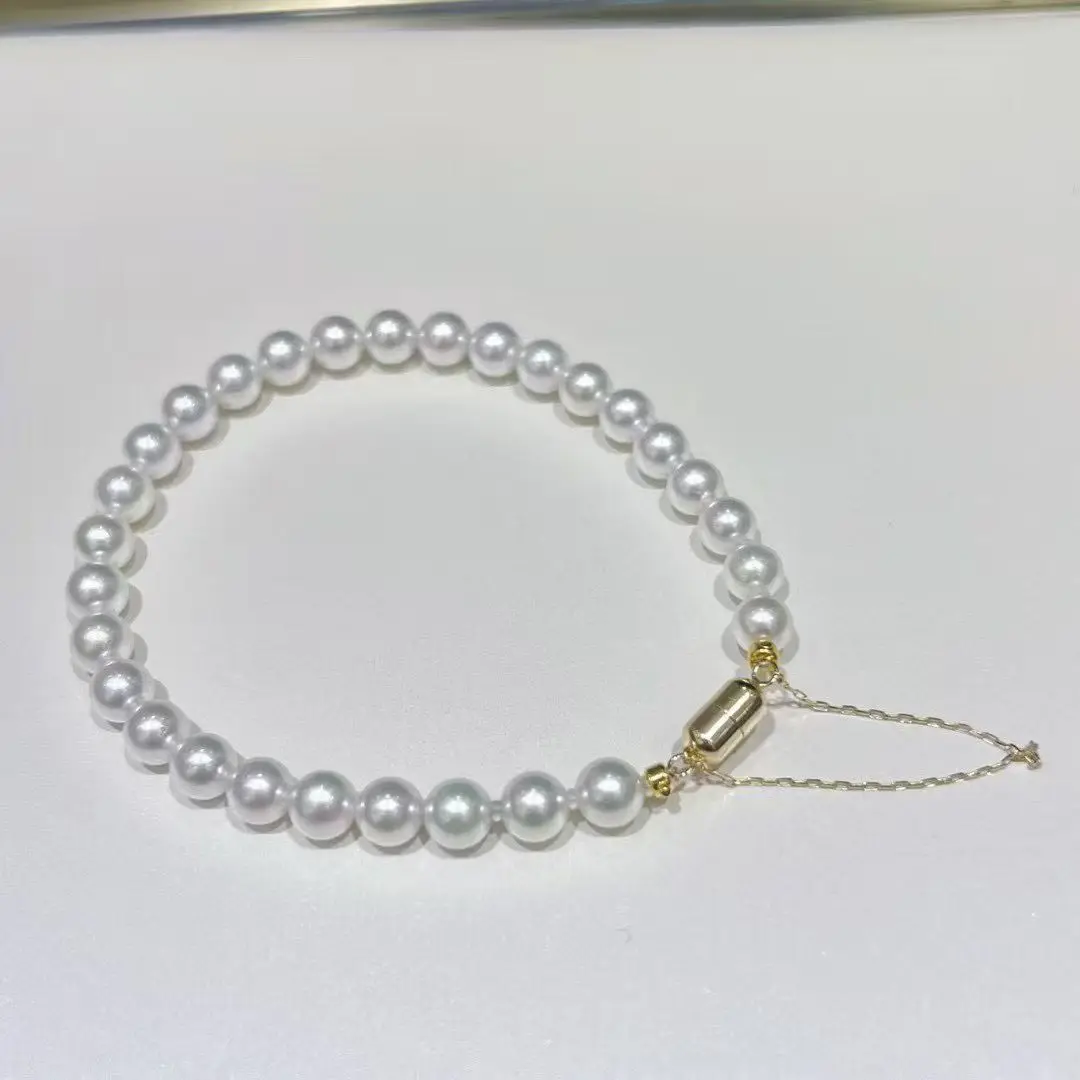 Certificated Freshwater Pearl Bead Bracelets Aurora Luster 925 Silver Magnetic Clasp Layered Strand Causal Women Fine Jewellry