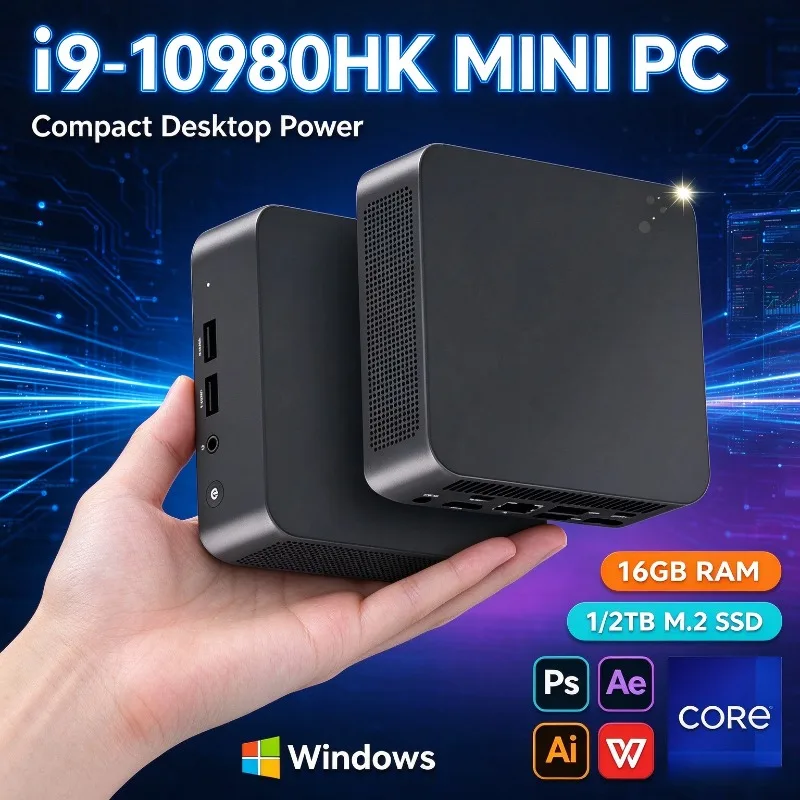 2026 MINI Core i9 10980HK PC Windows 16GB RAM 1TB 2TB SSD WIFI BT5.2 4K HD Gaming Office Study Pc Fast Mini Desktop PC