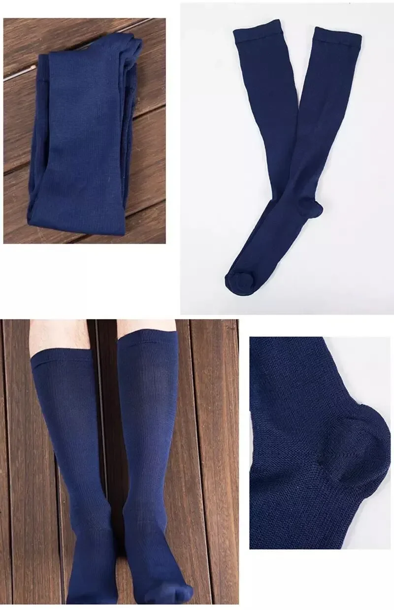 1/3 Pairs الدوالي جوارب ضغط صالح للجولف الرجبي المشي لمسافات طويلة الرياضة لمكافحة التعب القيادة السفر الطيران الجوارب السوداء #4