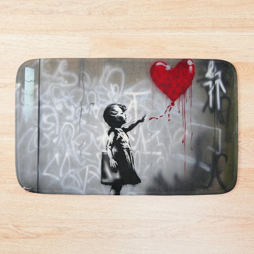 

bansky street love girl Bath Mat Home Entrances Absorbent Bathroom Rug Foot Toilet Accessories Bathroom Mat