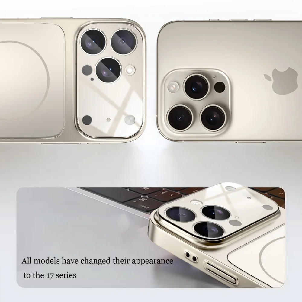 حافظة مدرعة زجاجية أصلية لهاتف آيفون 17 Air 16 15 14 13 Pro Max 17Pro مغناطيسية لشحن لاسلكي Magsafe Matte Coque