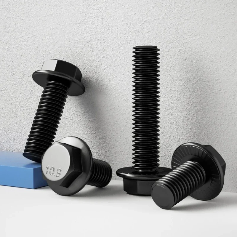 M5 M6 M8 M10 Grade 10.9 Black Carbon Steel Outer Hexagon Flange Bolt Hex Flange Cap Screw Bolt Fastener