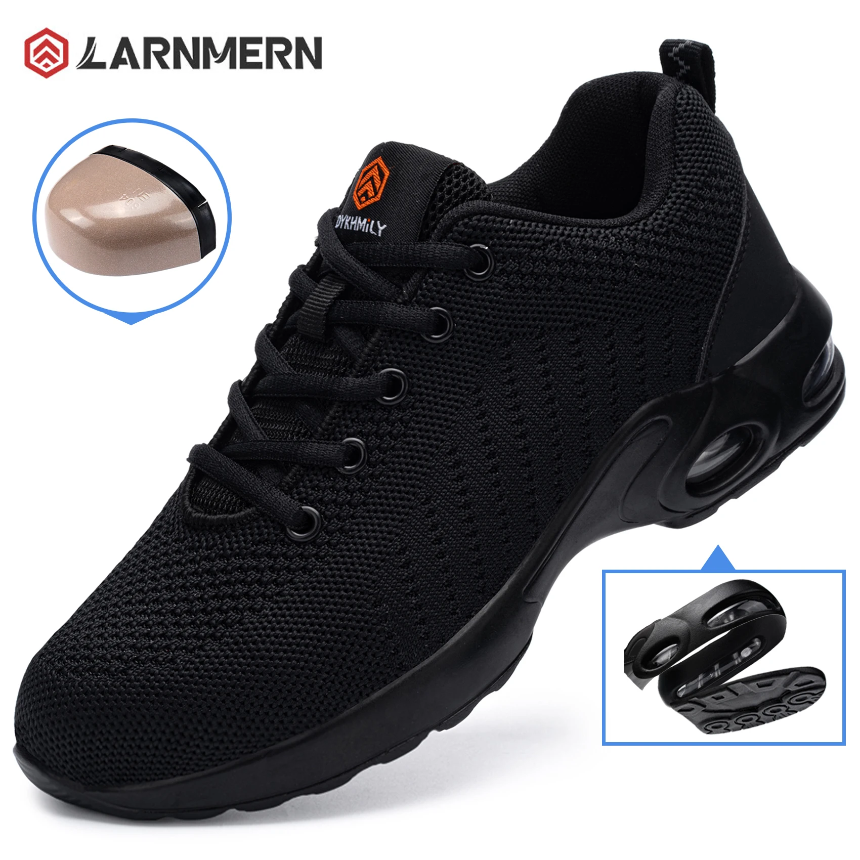 LARNMERN Women's Steel Toe Safety Shoes Comfortable Lightweight Air Cushion Work Shoes