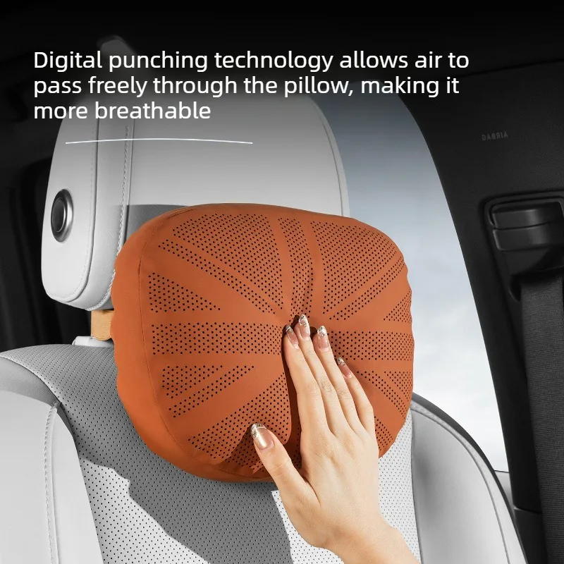 Leather Car Neck Pillow Waist Pillow Universal Car Seat Pillow Set Auto Accessories Interior Car Headrest and Lumbar Support Set 3